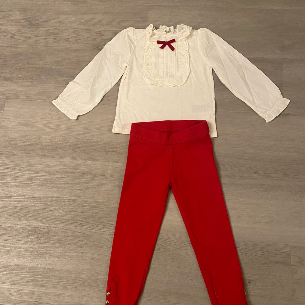 Janie and Jack Red Girls Leggings